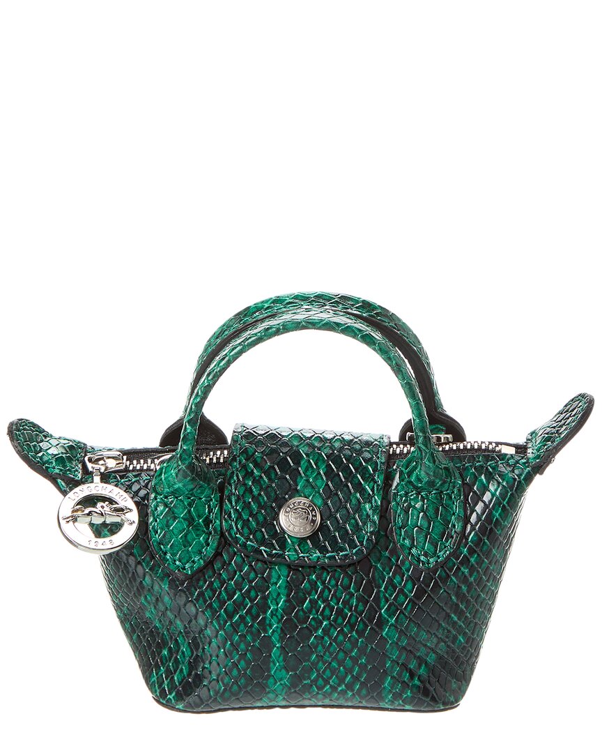 Longchamp Le Pliage Cuir Exotiq XXS Ledertasche mit Schlangenprägung