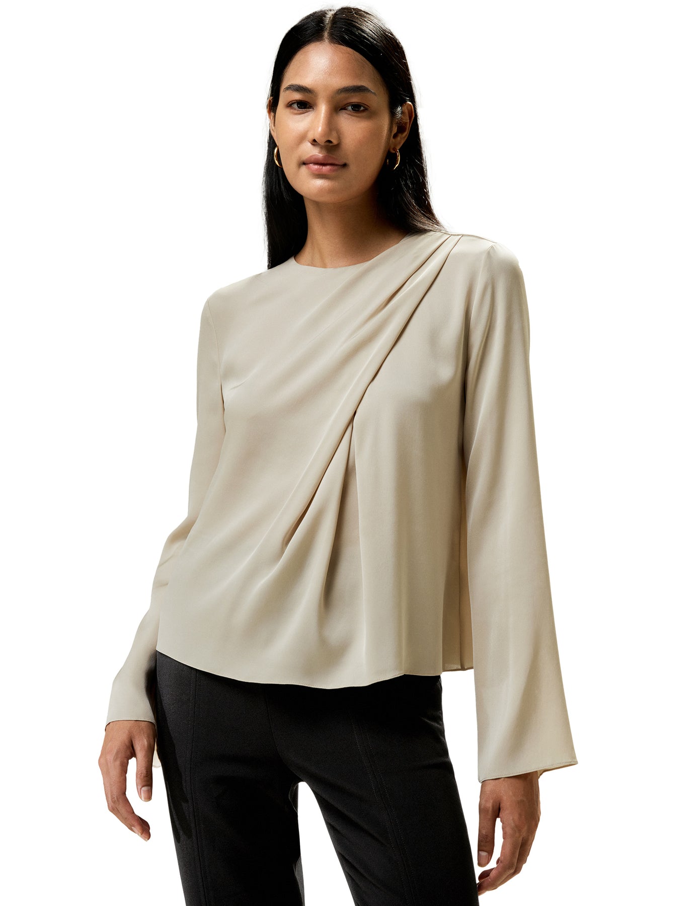 One Shoulder Asymmetrisch Flounce Seidenbluse für Damen