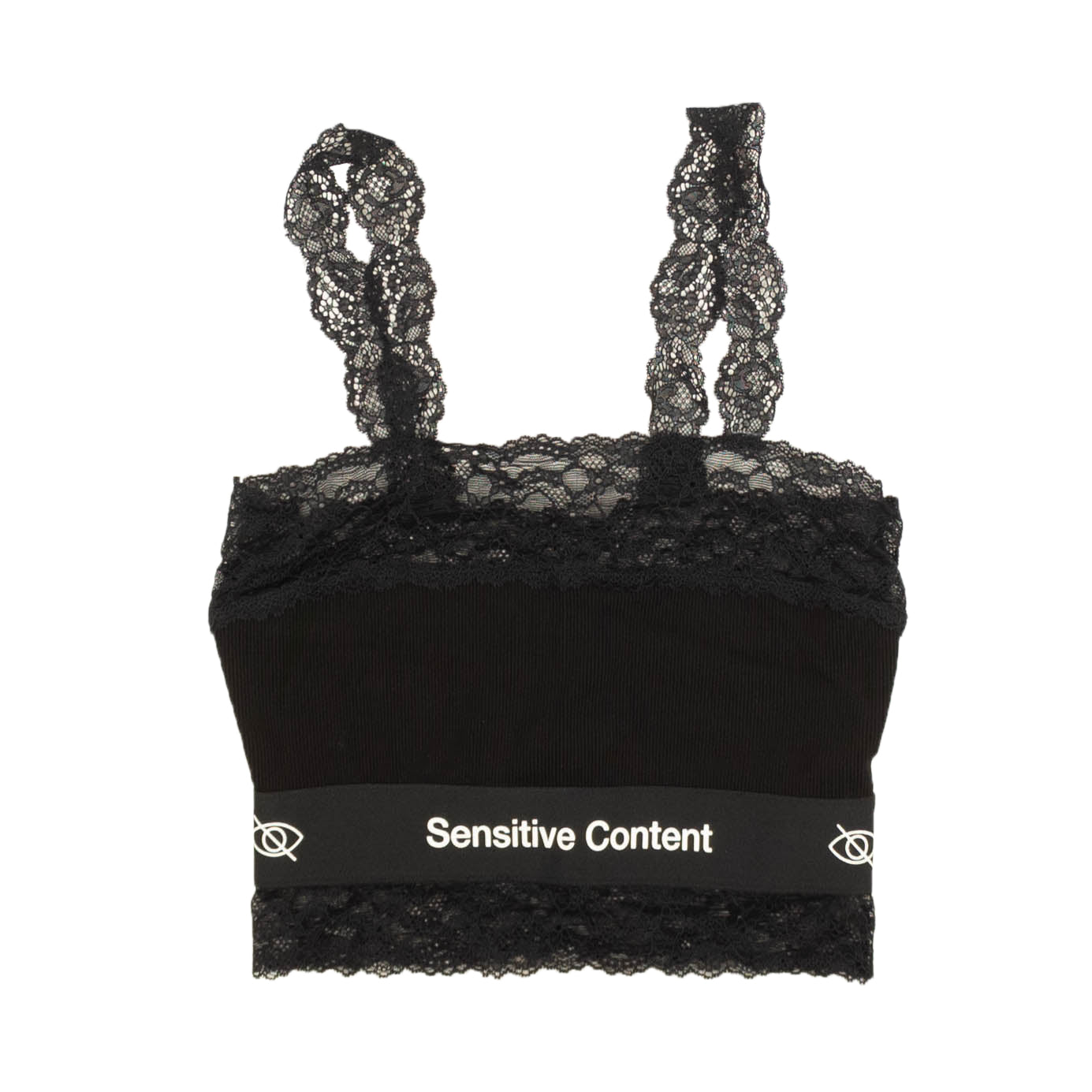 Schwarzes Crop Top mit Spitze