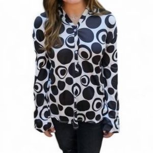 Gepunktetes Pullover-Oberteil in Schwarz/Weiß