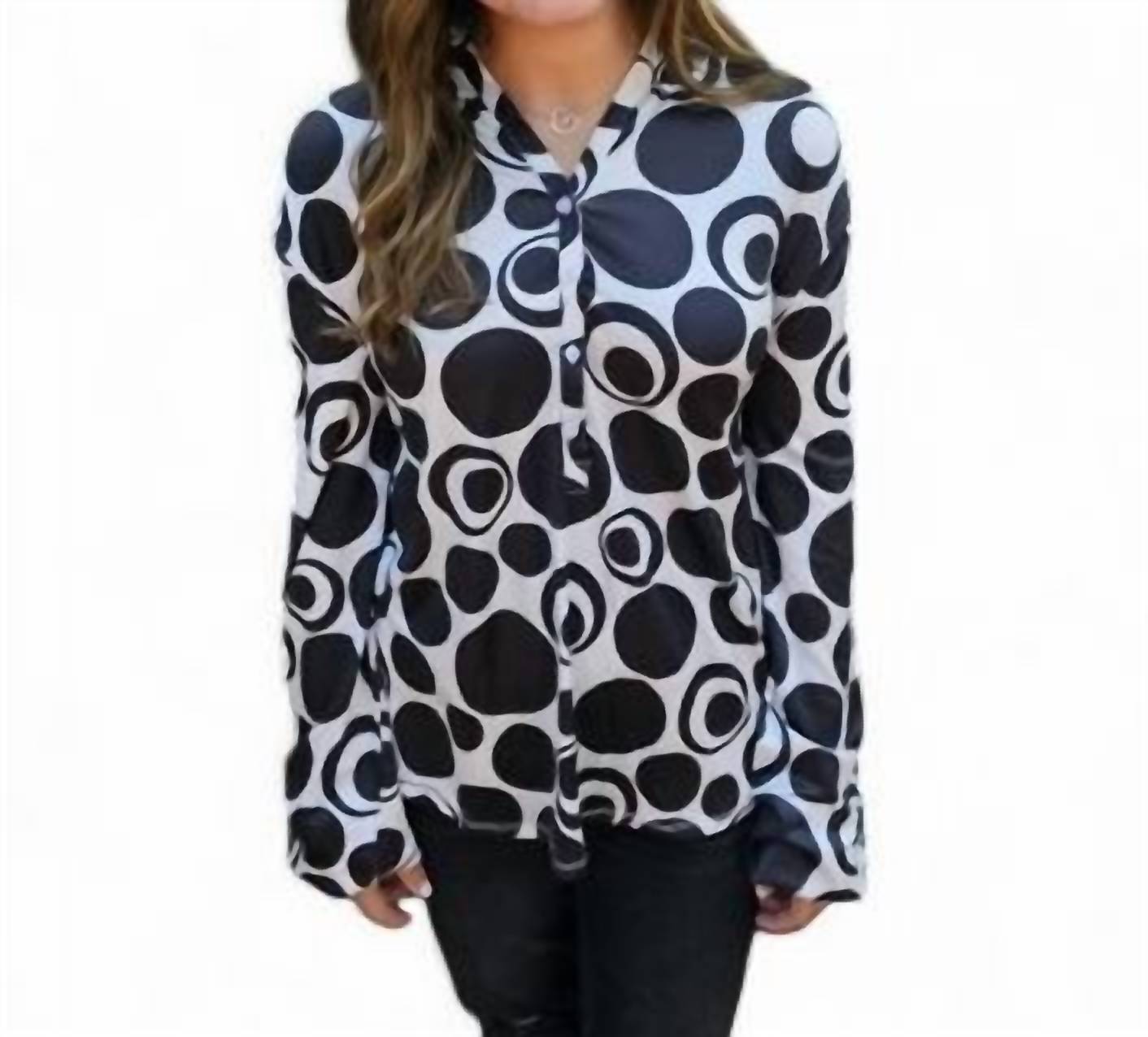 Gepunktetes Pullover-Oberteil in Schwarz/Weiß