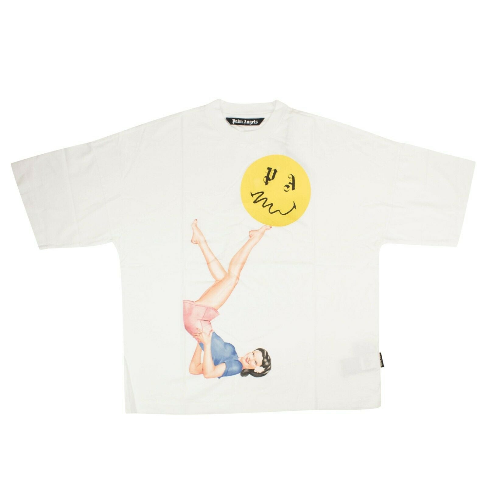 Weißes Juggler Smiley T-Shirt mit kurzem Arm