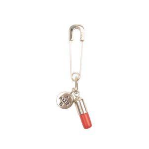 Silber und rote Pille Charm Ohrring