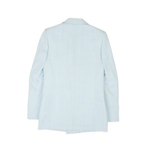 Zweireihiger Blazer aus hellblauer Viskose