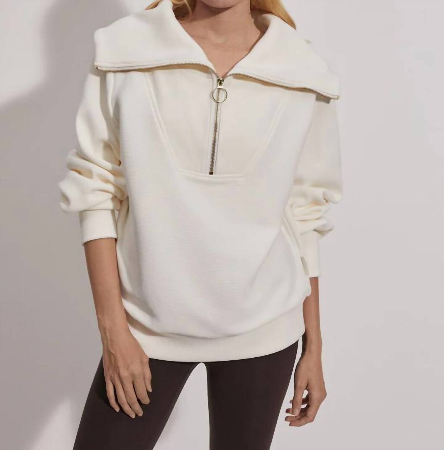 Halber Zip-Pullover aus Vine in Elfenbein