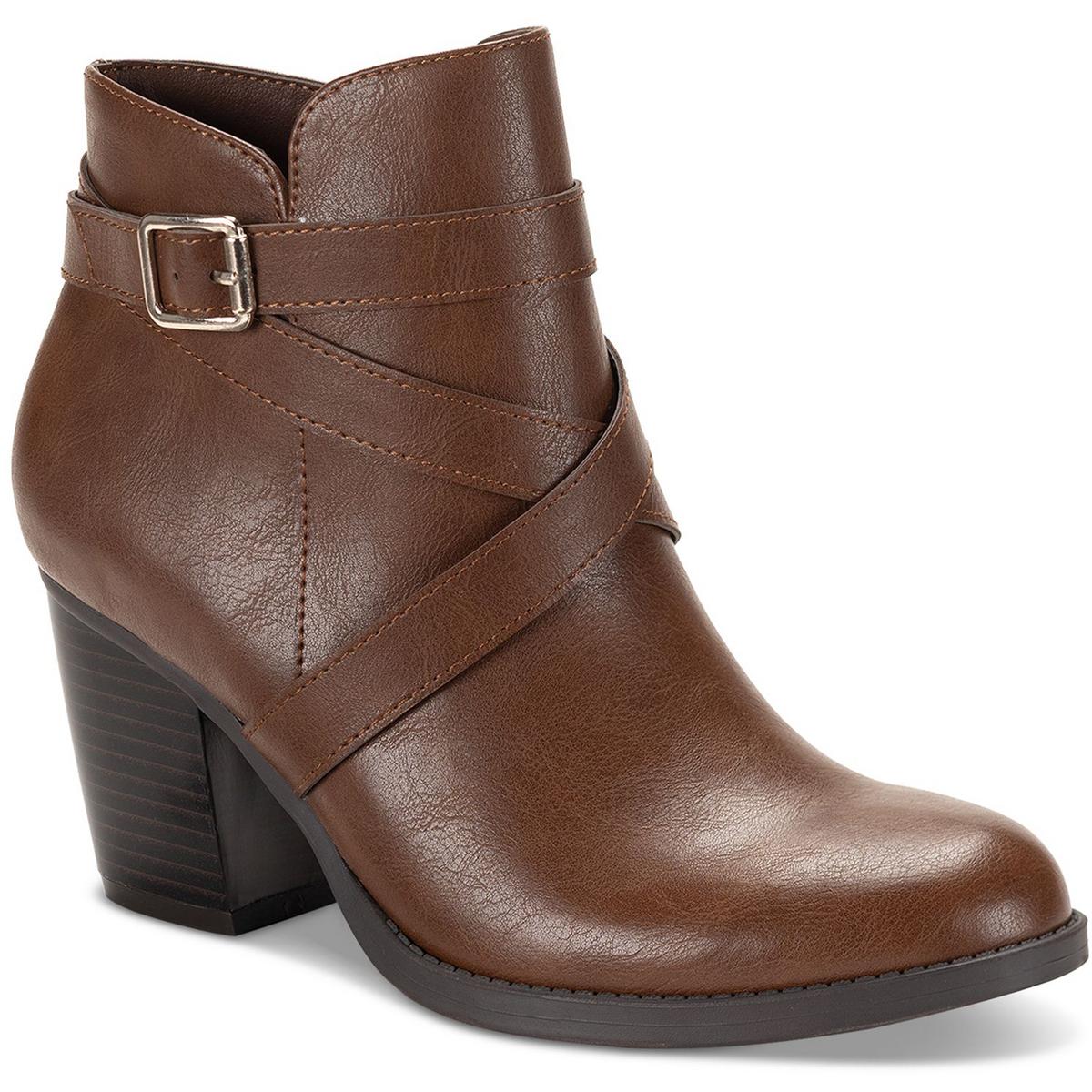 Zetaa Kunstleder Block Absatz Stiefeletten