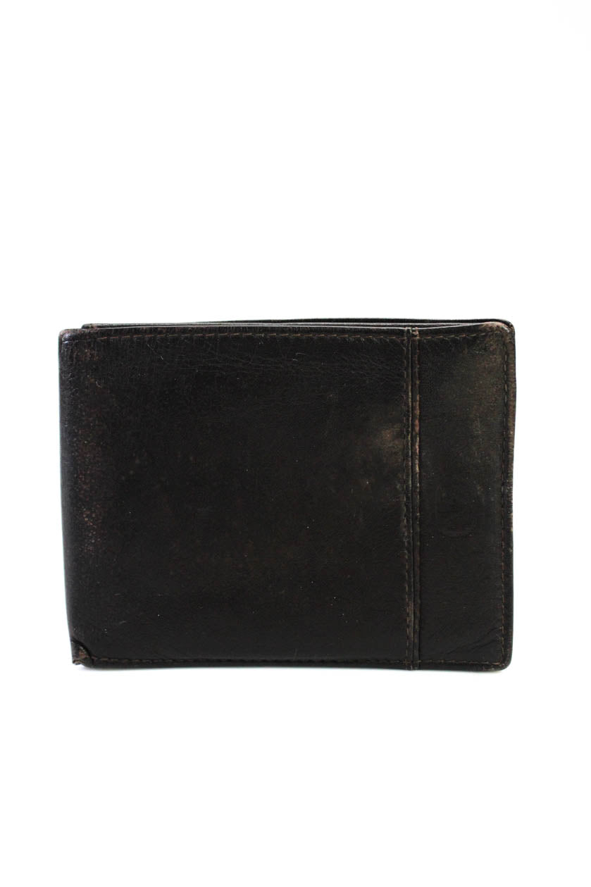 Valentino Garavani Gemaschte Leder vertikale Bifold Card Geldbörse dunkelbraun 9in