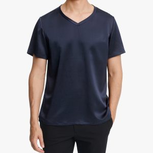 Kurzärmliges Seiden-Herren-T-Shirt mit V-Ausschnitt