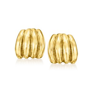 Ross-Simons Italienische 18kt Gold über Sterling gerippte Ohrringe