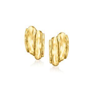 Ross-Simons Italienische 18kt Gold über Sterling geschwungene gerippte Ohrringe