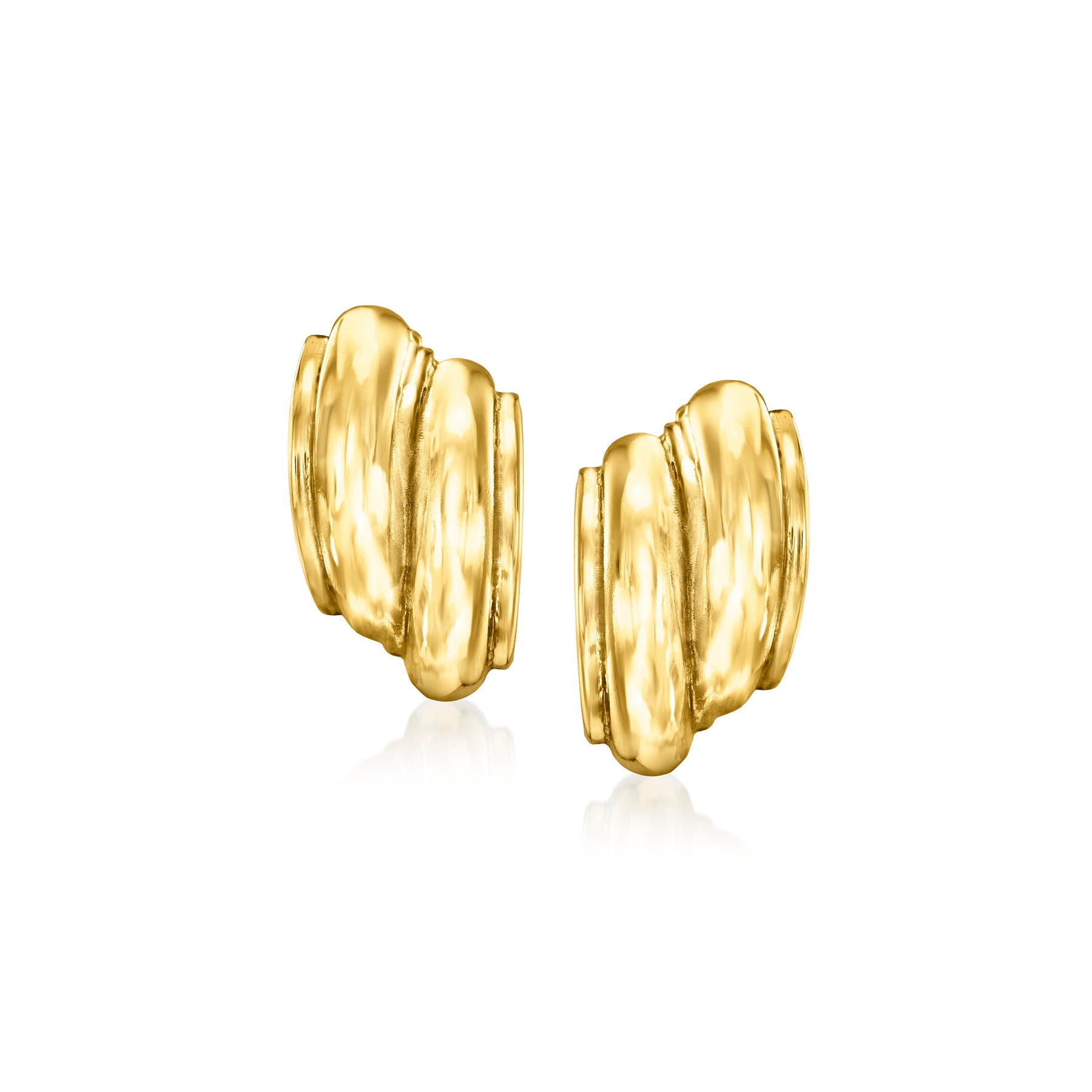 Ross-Simons Italienische 18kt Gold über Sterling geschwungene gerippte Ohrringe