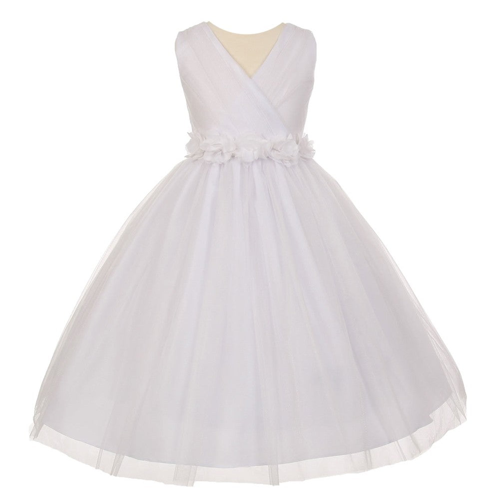 Kleine Mädchen Weiß Chiffon Blumen Schärpe Glänzende Tüll Blumenmädchen Kleid 2-6