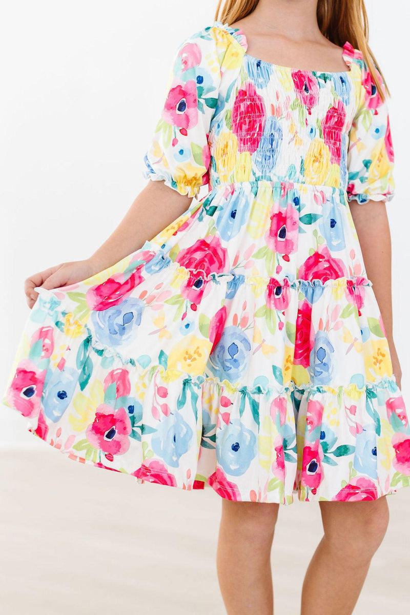 Rosie Smocked Rüschenkleid