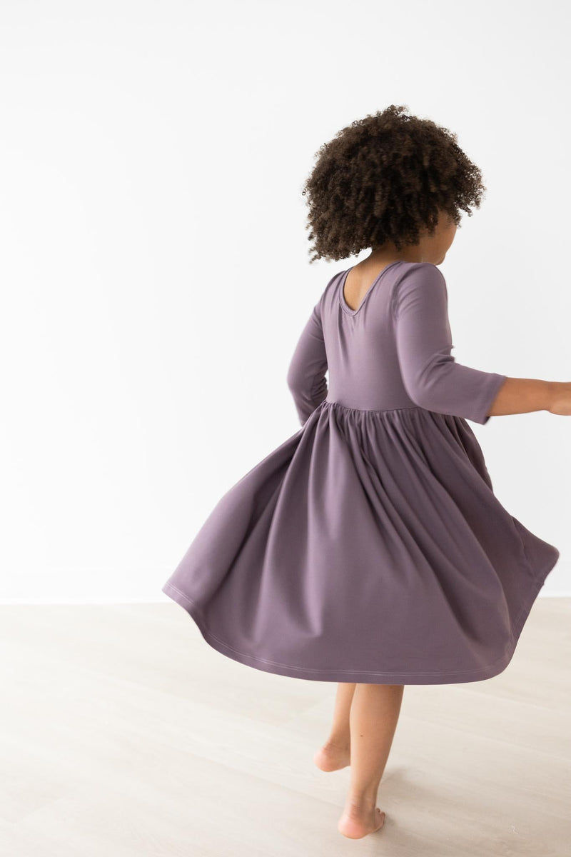 Violettes 3/4-Tasche-Twirlkleid im Vintage-Stil