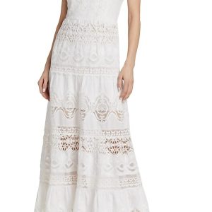 Alora bestickt herzförmiger Ausschnitt Midi Kleid in Weiß