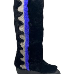 Bally Chiora 6228435 Damen Schwarz/Blau Pelz Stiefel