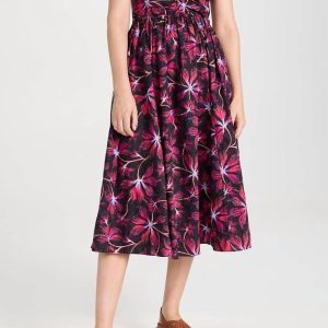 Cecile Midikleid in Zinniarot