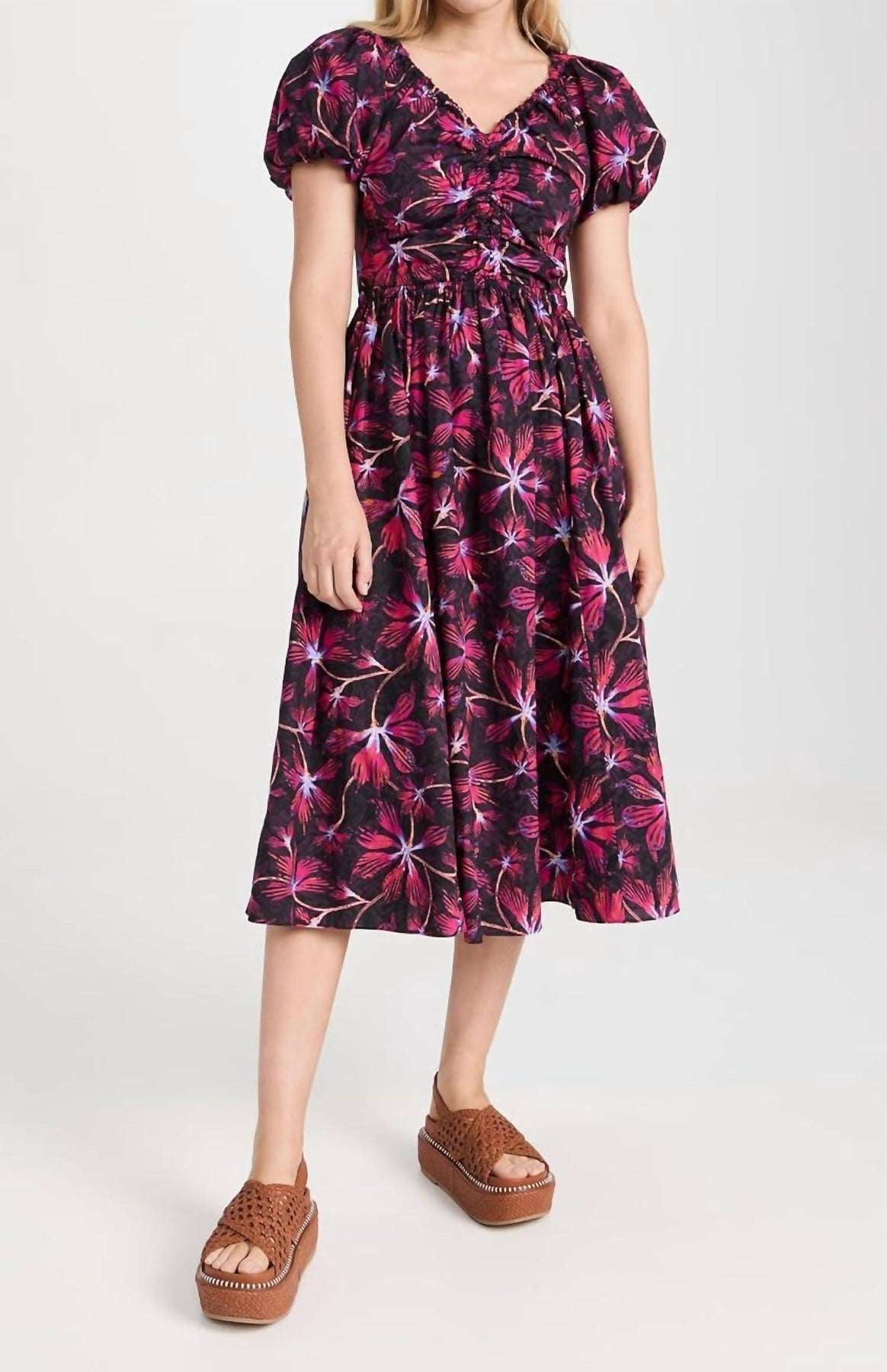 Cecile Midi Kleid in Zinnia Rot