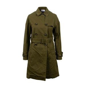 Olivgrüner zweireihiger Trenchcoat