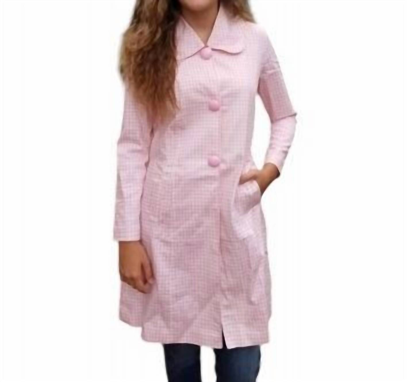 Checkerboard lange Jacke in Rosa/weiß