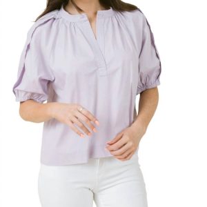 Henley-Bluse in Lavendel
