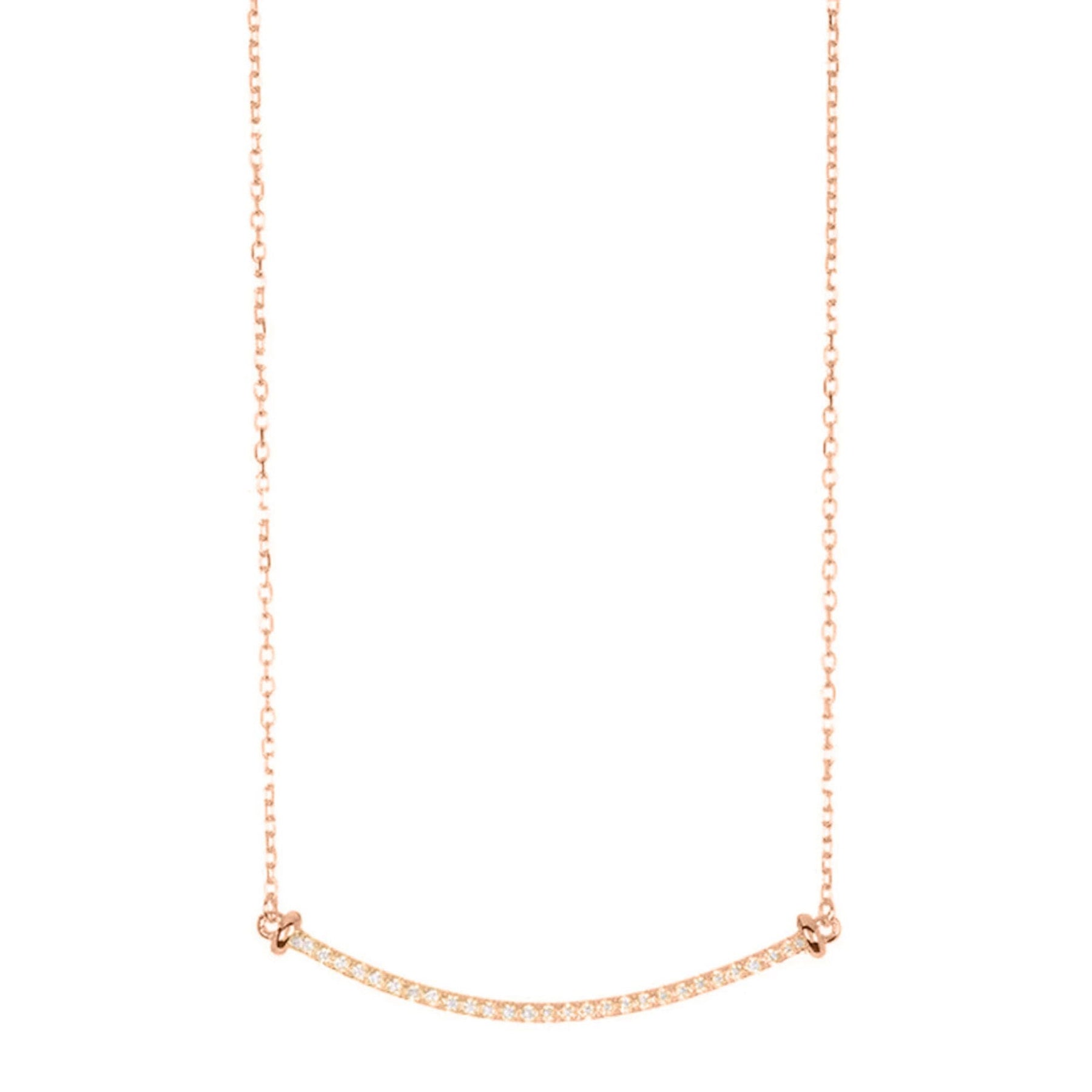 14k Roségold überzogene gebogene Bar Halskette