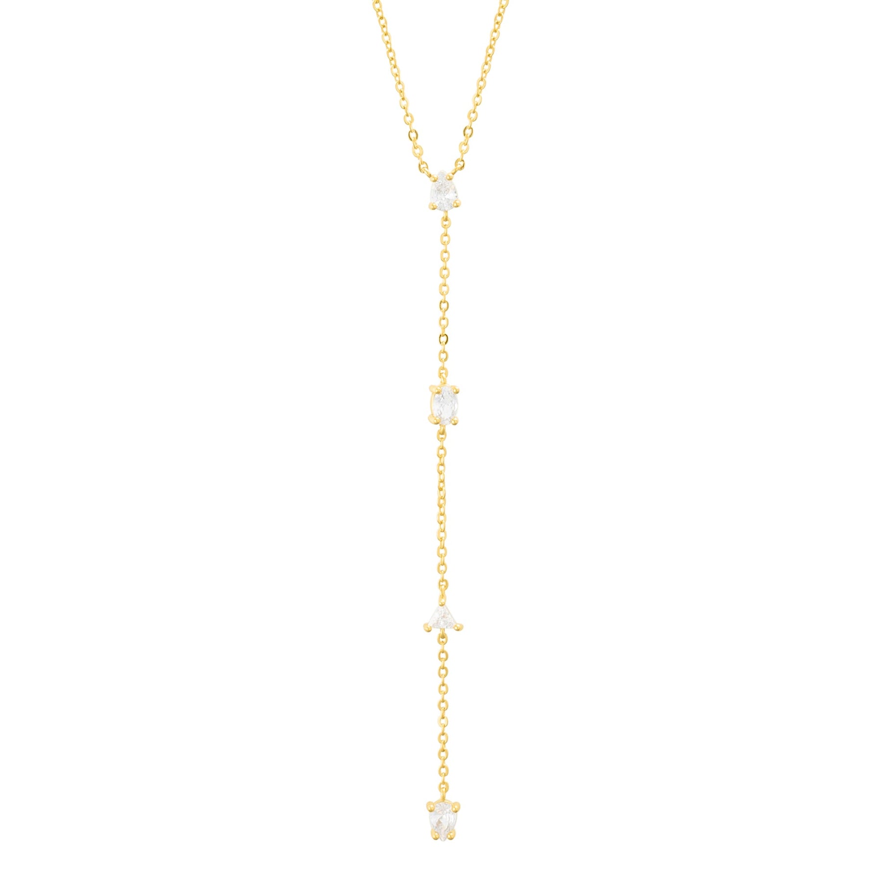 14k Gold überzogene verstellbare gemischte Stein Lariat Y-Halskette