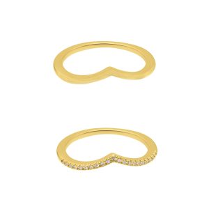 14k vergoldet Chevron Paar Ringe
