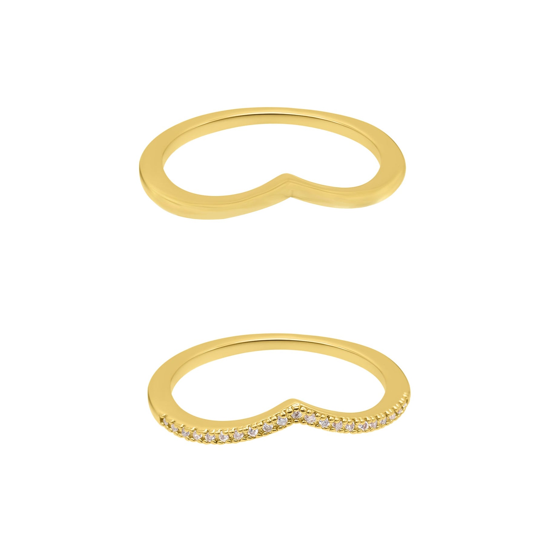 14k vergoldet Chevron Paar Ringe