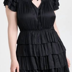 Vesna Plissee-Minikleid in Noir-Schwarz