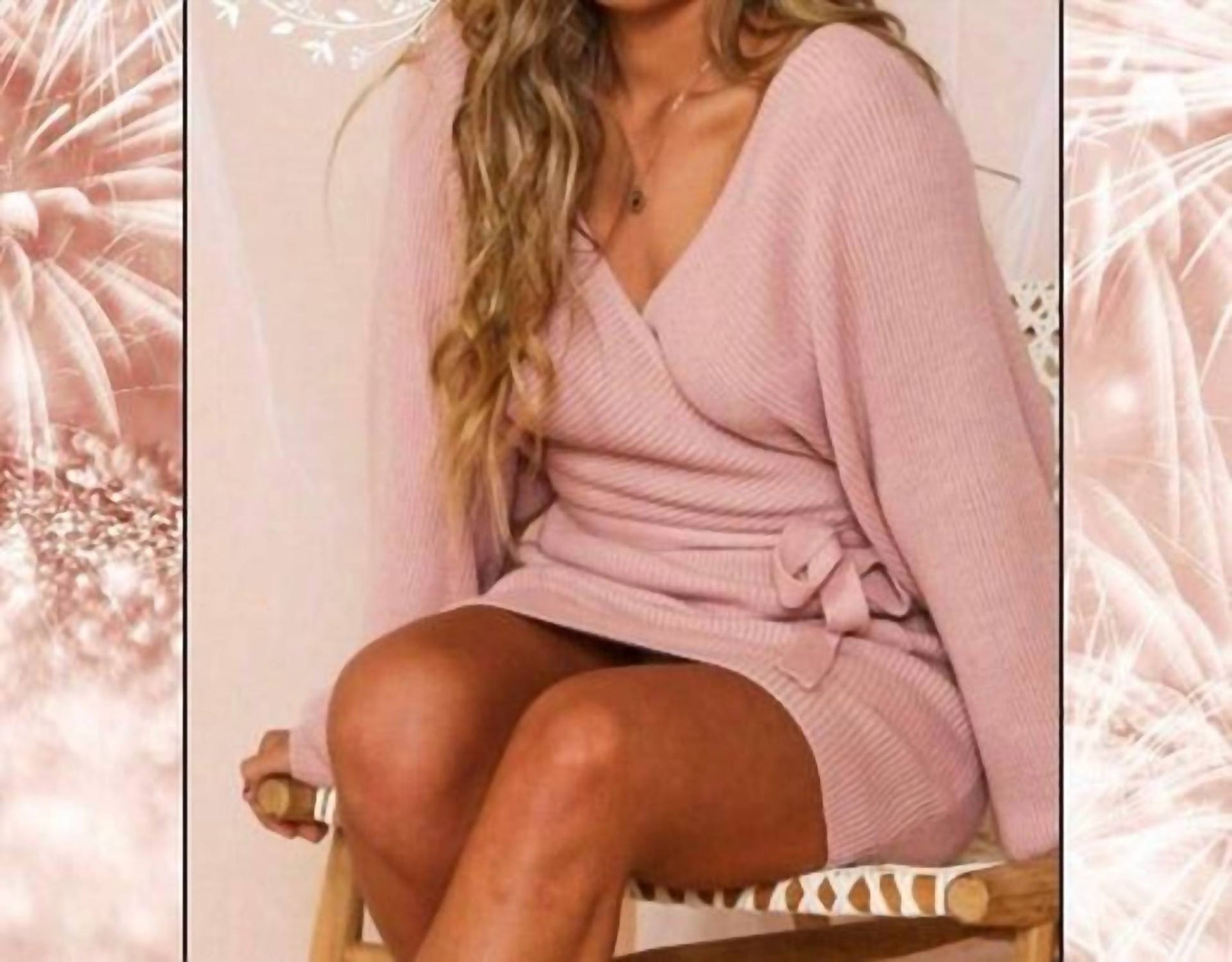Luxe Pullover Kleid in Rosa