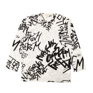 Weißes Graphic Jersey Langarm-T-Shirt