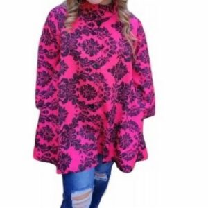 Swing-Jacke mit Damast-Print in Pink/Schwarz