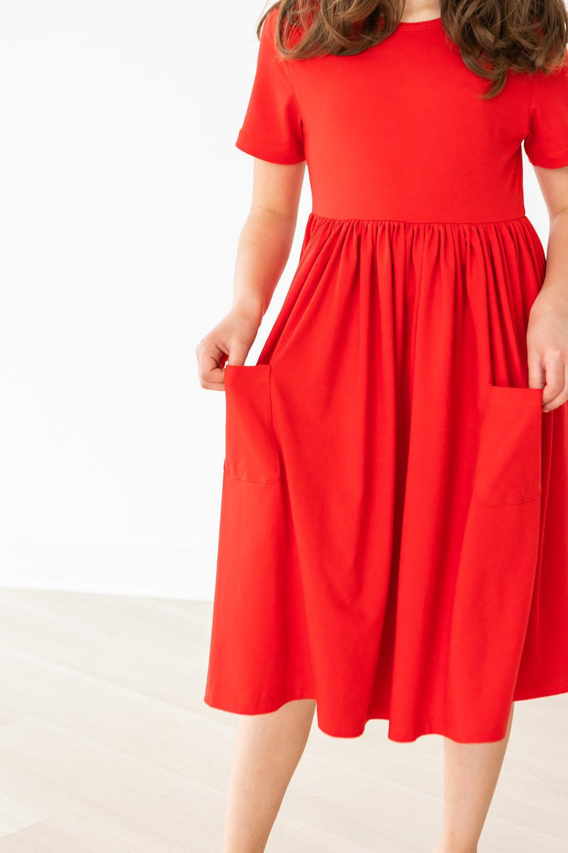 Rotes S/S Tasche Twirl Kleid