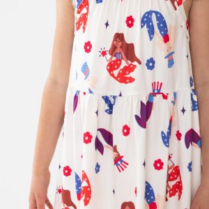 Mer-Made in the USA Rüschenkleid mit Kreuzrücken