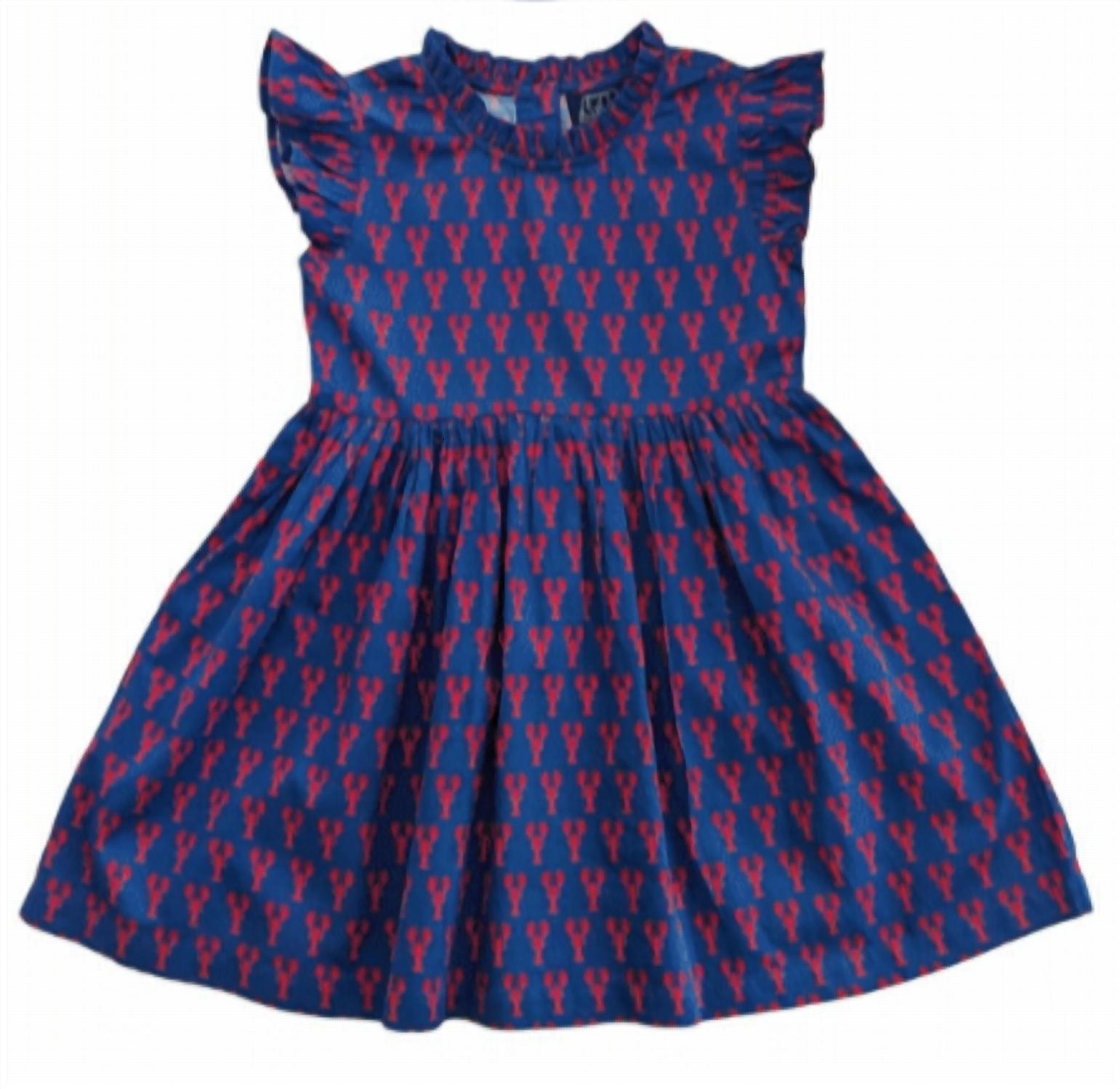 Mädchen Crawfish Rüschen Kleid in blau