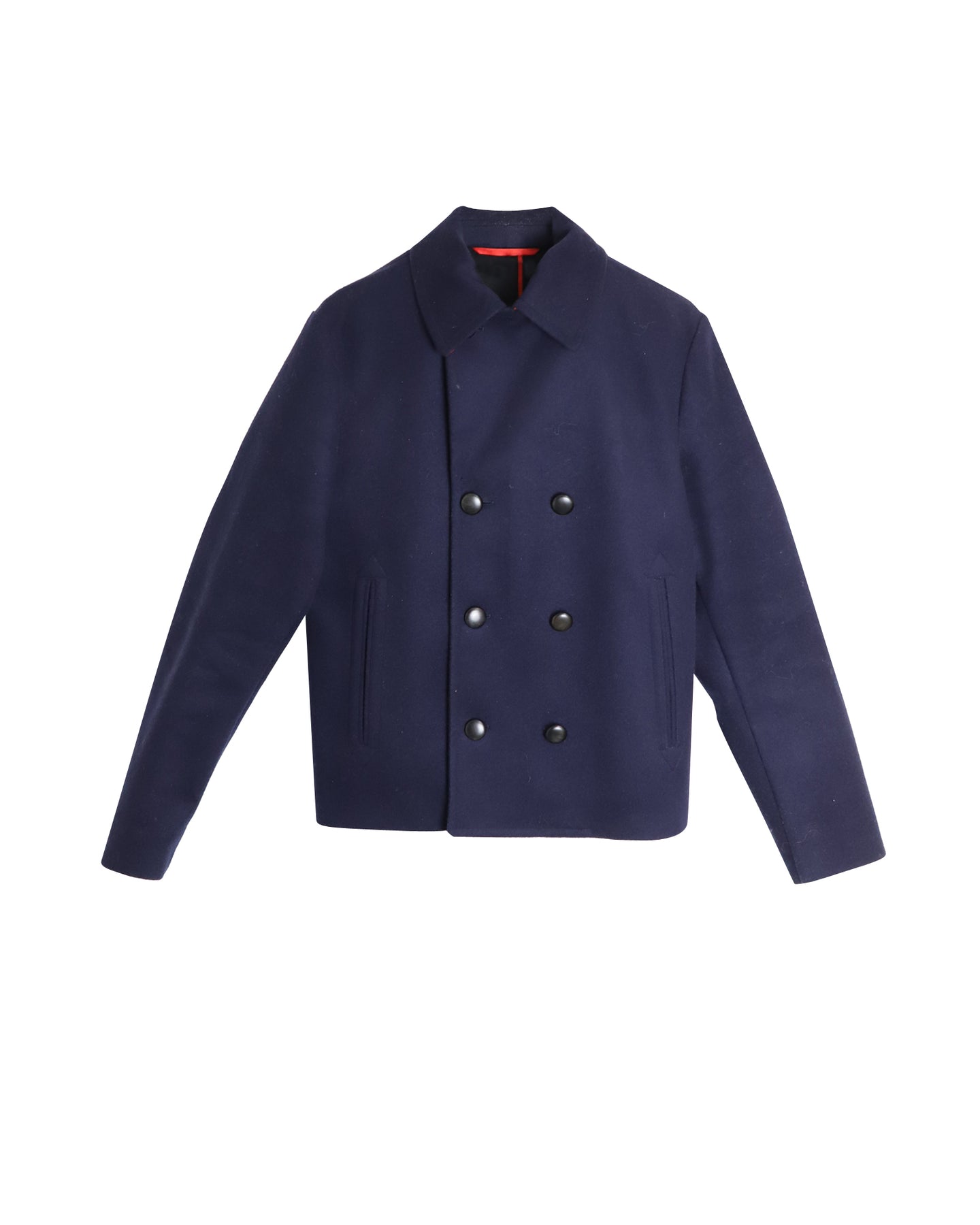 Alexander McQueen Kurzer Erbsenmantel aus marineblauer Schurwolle