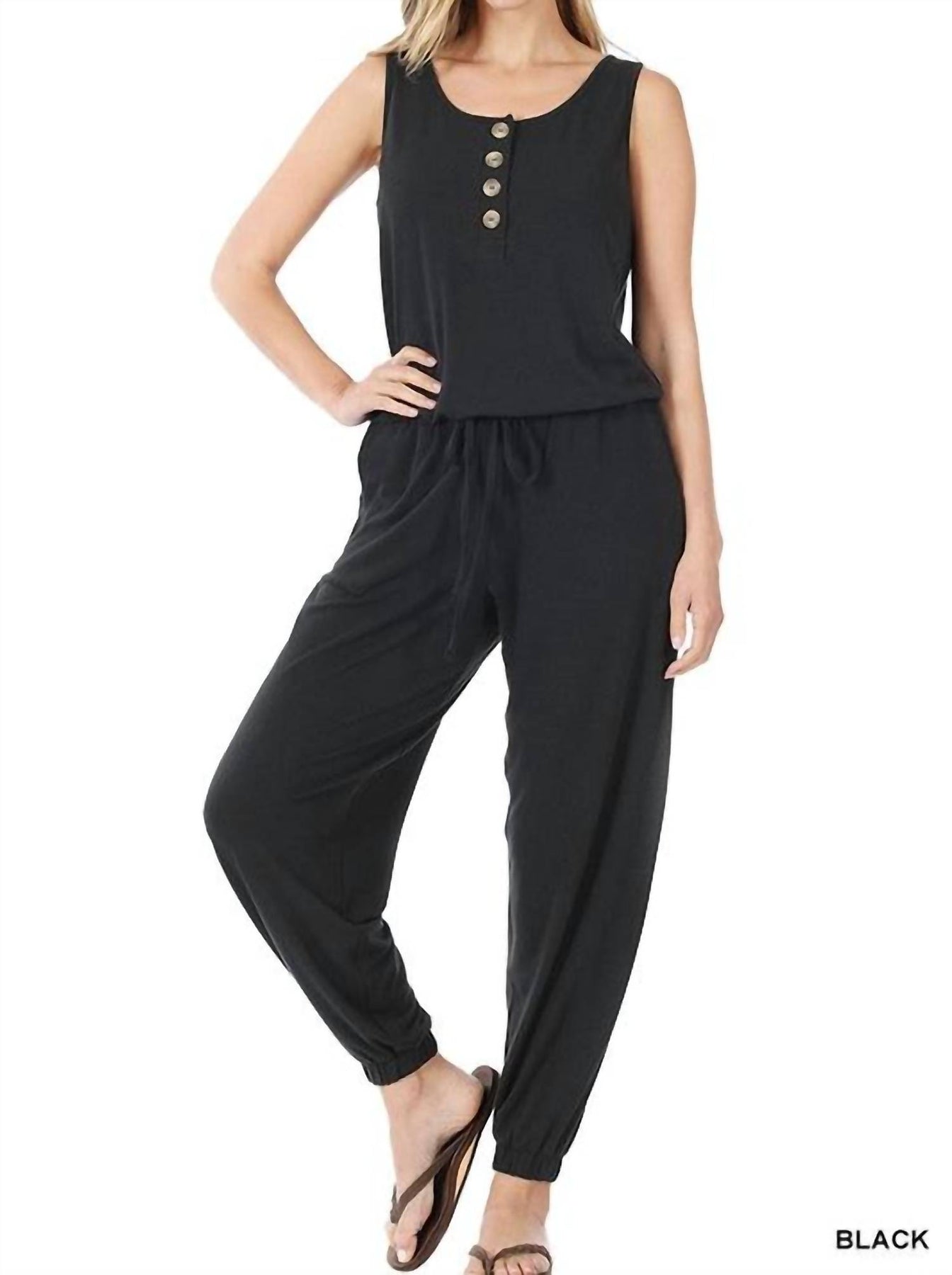 Ärmelloser Jogger Jumpsuit in Schwarz