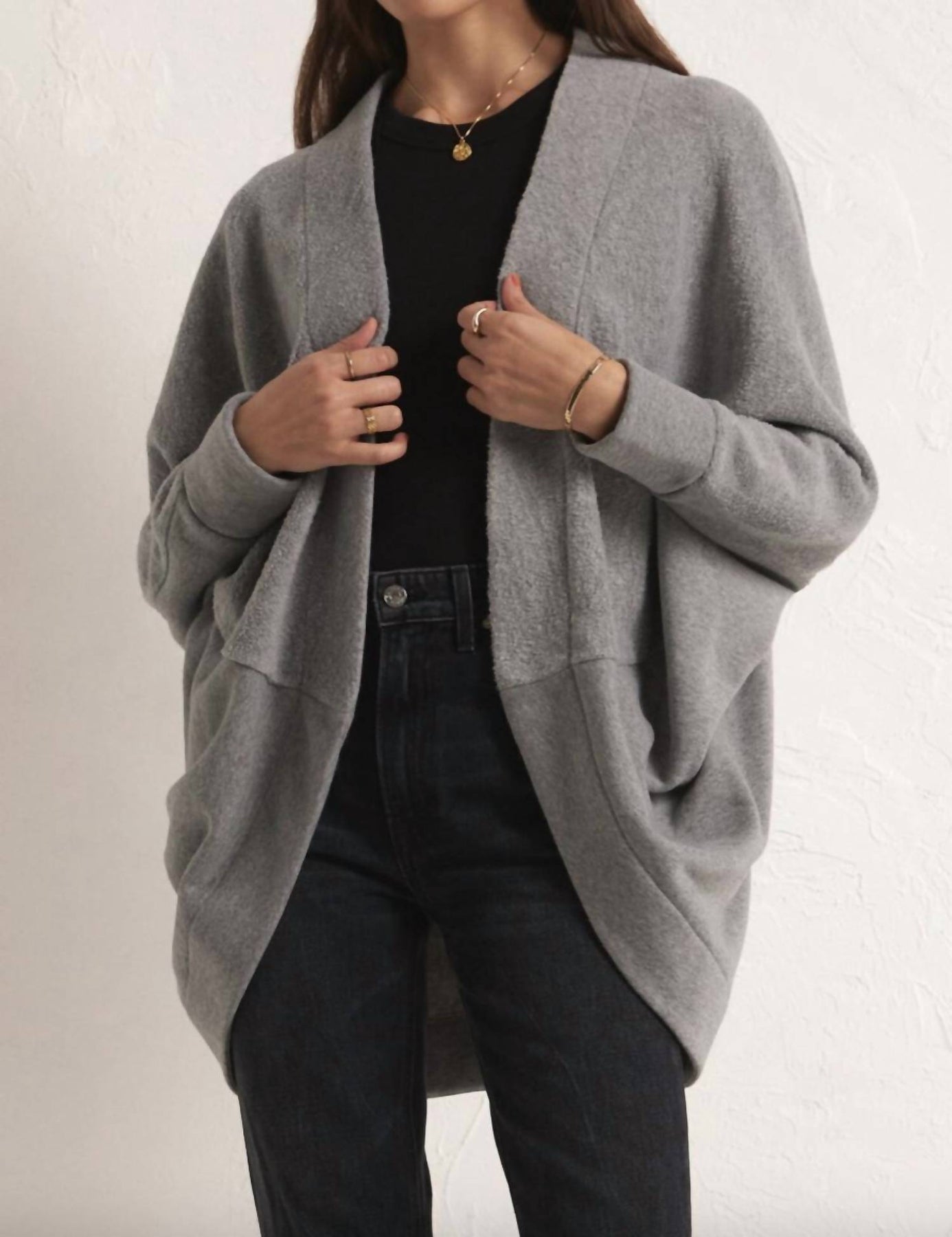 Commuter Fleece-Strickjacke in Grau