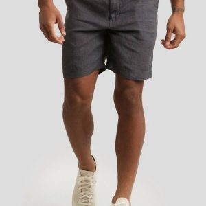 Aventura-Shorts aus gewaschenem Leinen in Anthrazit