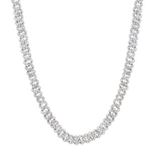 Versilberte 8mm Kristall Curb Kette Halskette