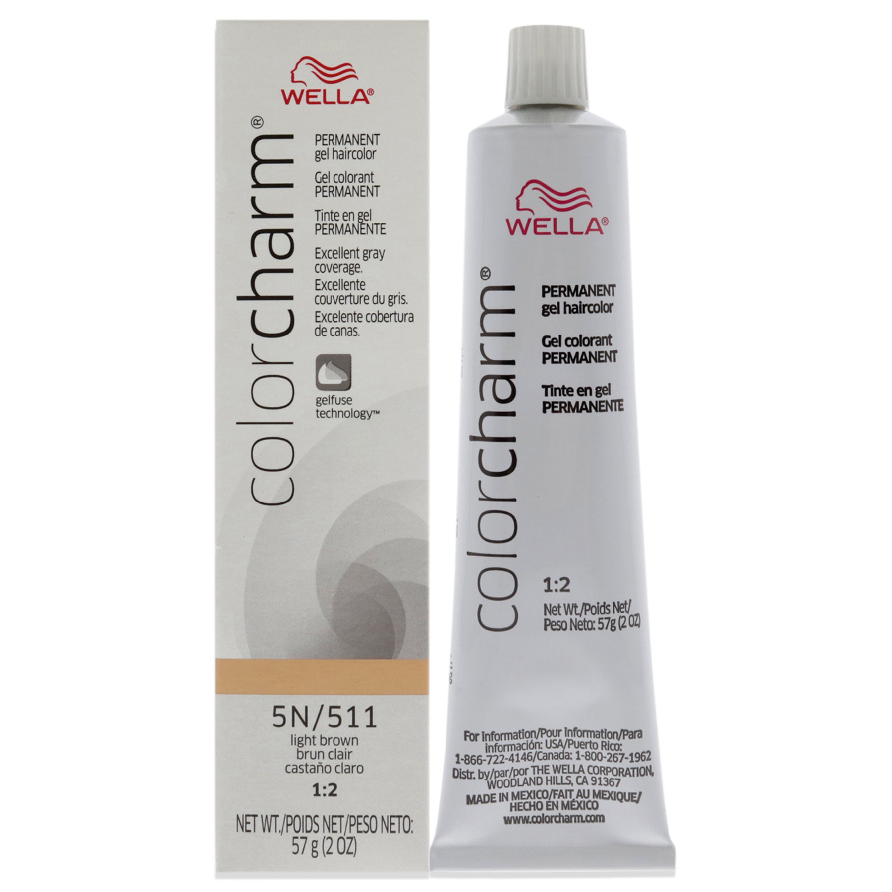 Farbe Charm Permanent Creme Gel Haarfarbe – 511 5N Hellbraun von Wella für Unisex – 2 Unzen Haarfarbe