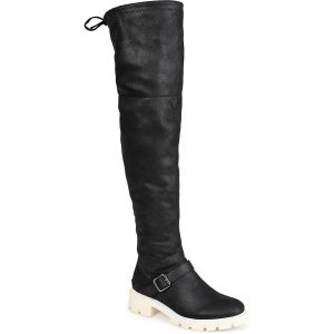 Oberschenkelhohe Stiefel aus Wildlederimitat