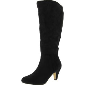 Corinne Plus Kniehohe Stiefel aus Wildlederimitat mit breiter Wade