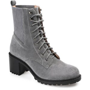 Mittelhohe Kampf- und Schnürstiefel aus Kassia-Wildlederimitat