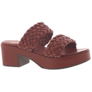 Neuartige Ledersandalen mit gewebtem Absatz