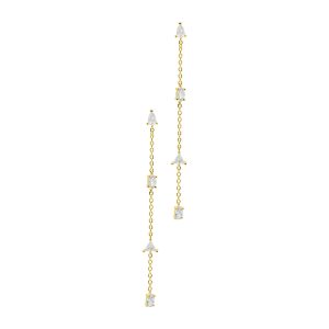 14k Gold überzogene Kette Sweeper Ohrringe mit gemischten Form Steine