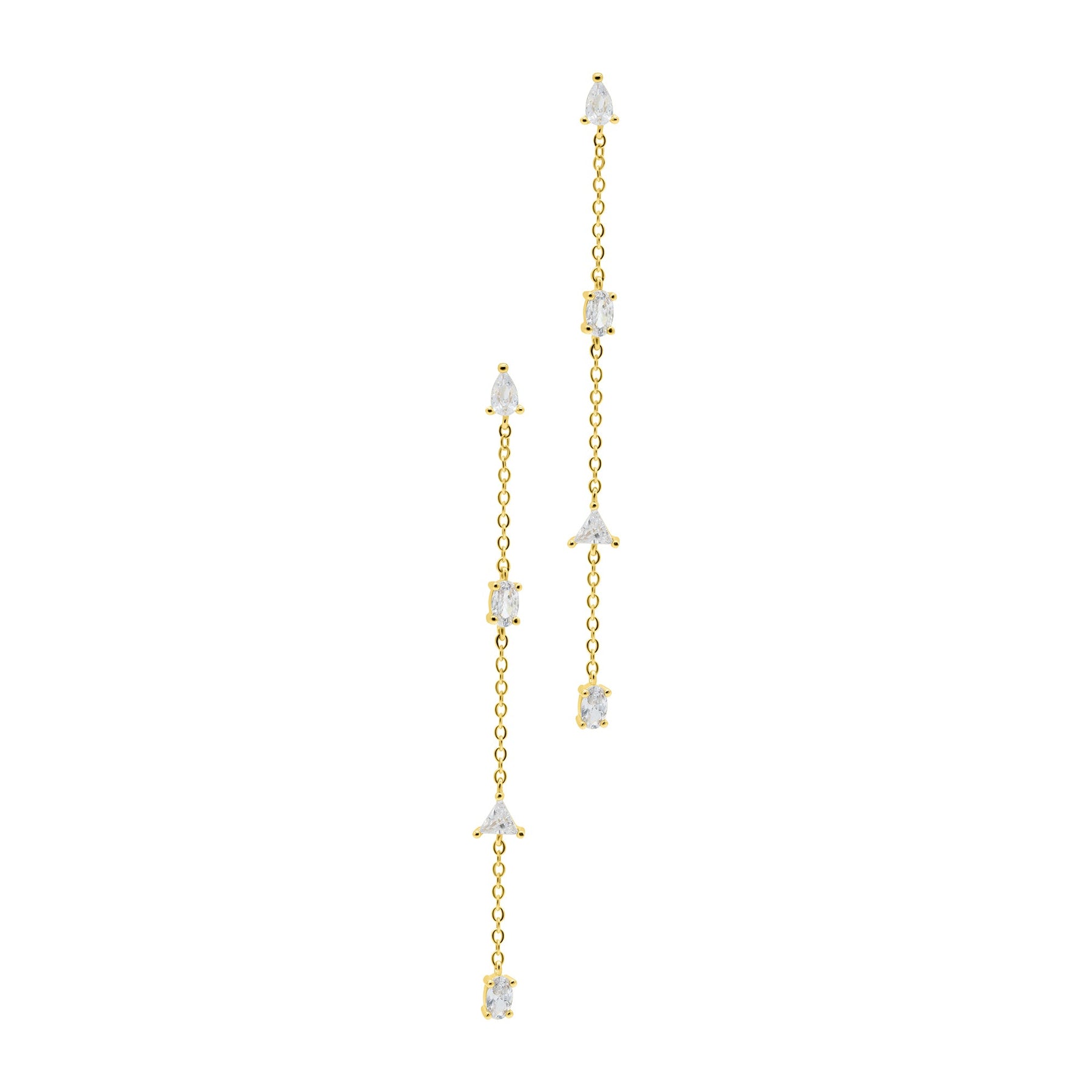 14k Gold überzogene Kette Sweeper Ohrringe mit gemischten Form Steine