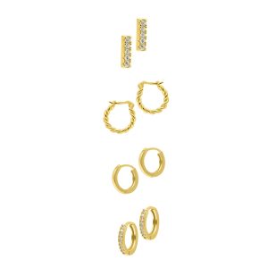 14k Gold überzogenes Set von 4 Ohrringen