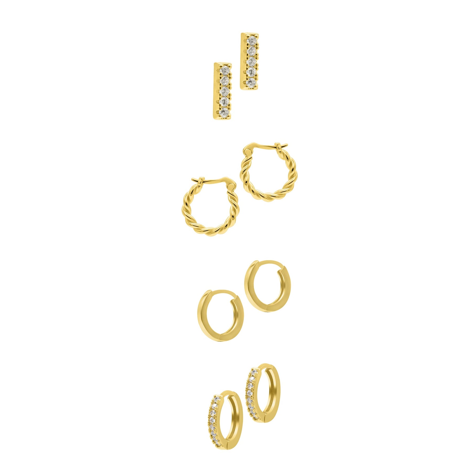 14k Gold überzogenes Set von 4 Ohrringen